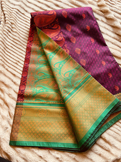 Ashtami :: Silk Saree :: Wine Colour Saroj the label