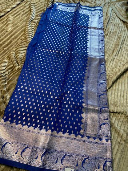 Cotton silk with silver zari and butti work Saroj the label