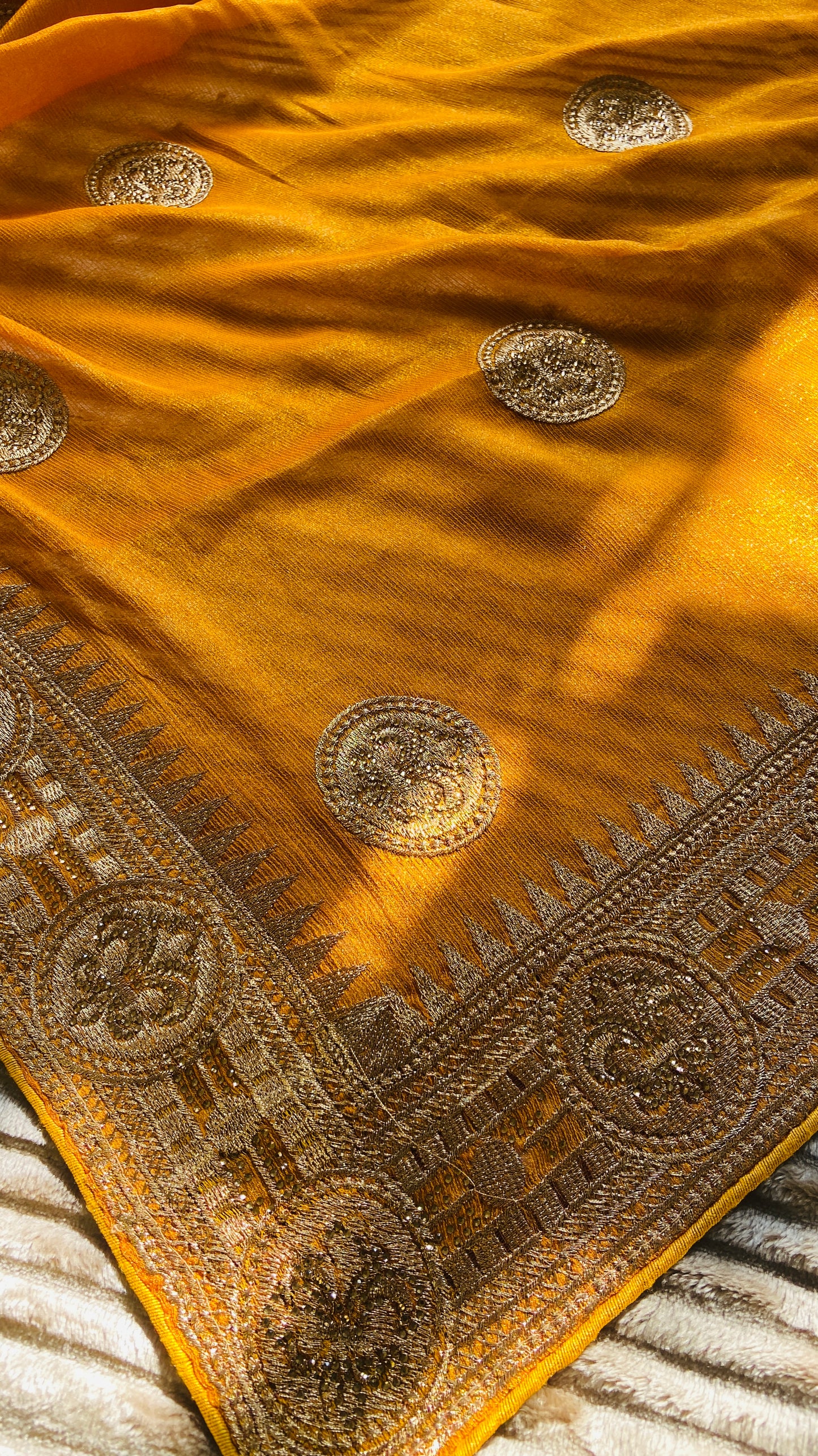 Haldi Special :: Silk :: Golden Zari Work :: Sari Saroj the label