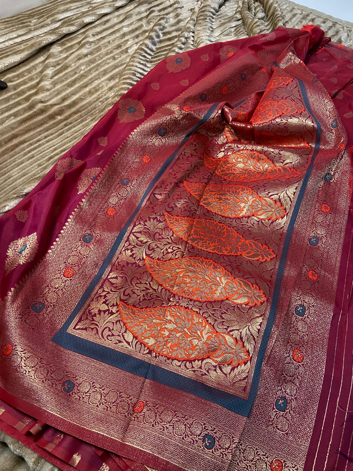 Zurry cotton silk with golden Zari woven Saroj the label