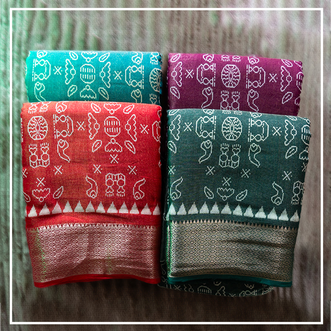 Lavanya Soft Cotton with Worli print saree Saroj the label