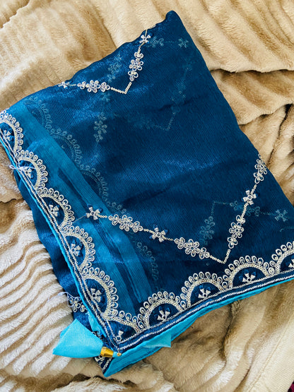 Chic - Peacock Blue Sequence & Zari work Jimmy choo saree Saroj the label