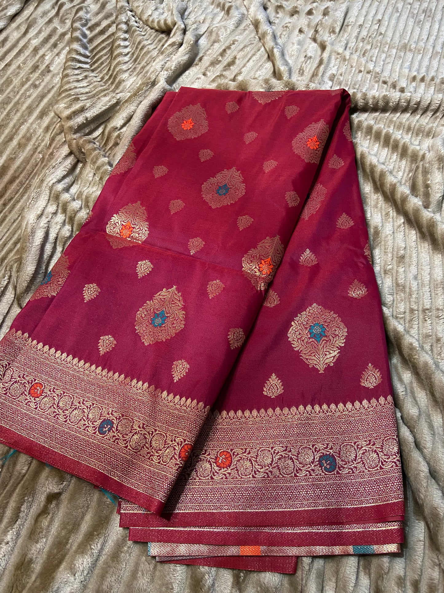 Zurry cotton silk with golden Zari woven Saroj the label