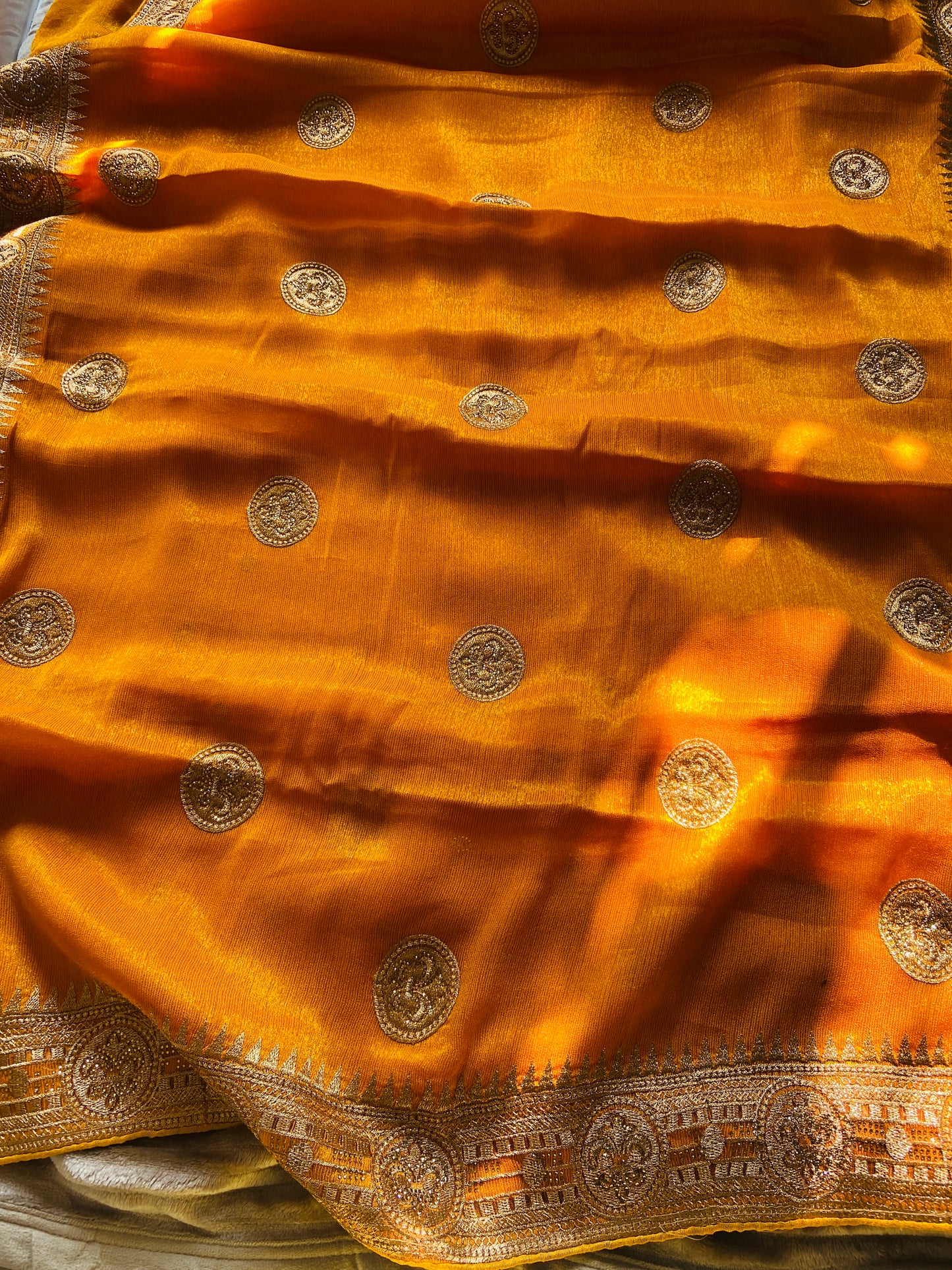 Haldi Special :: Silk :: Golden Zari Work :: Sari Saroj the label