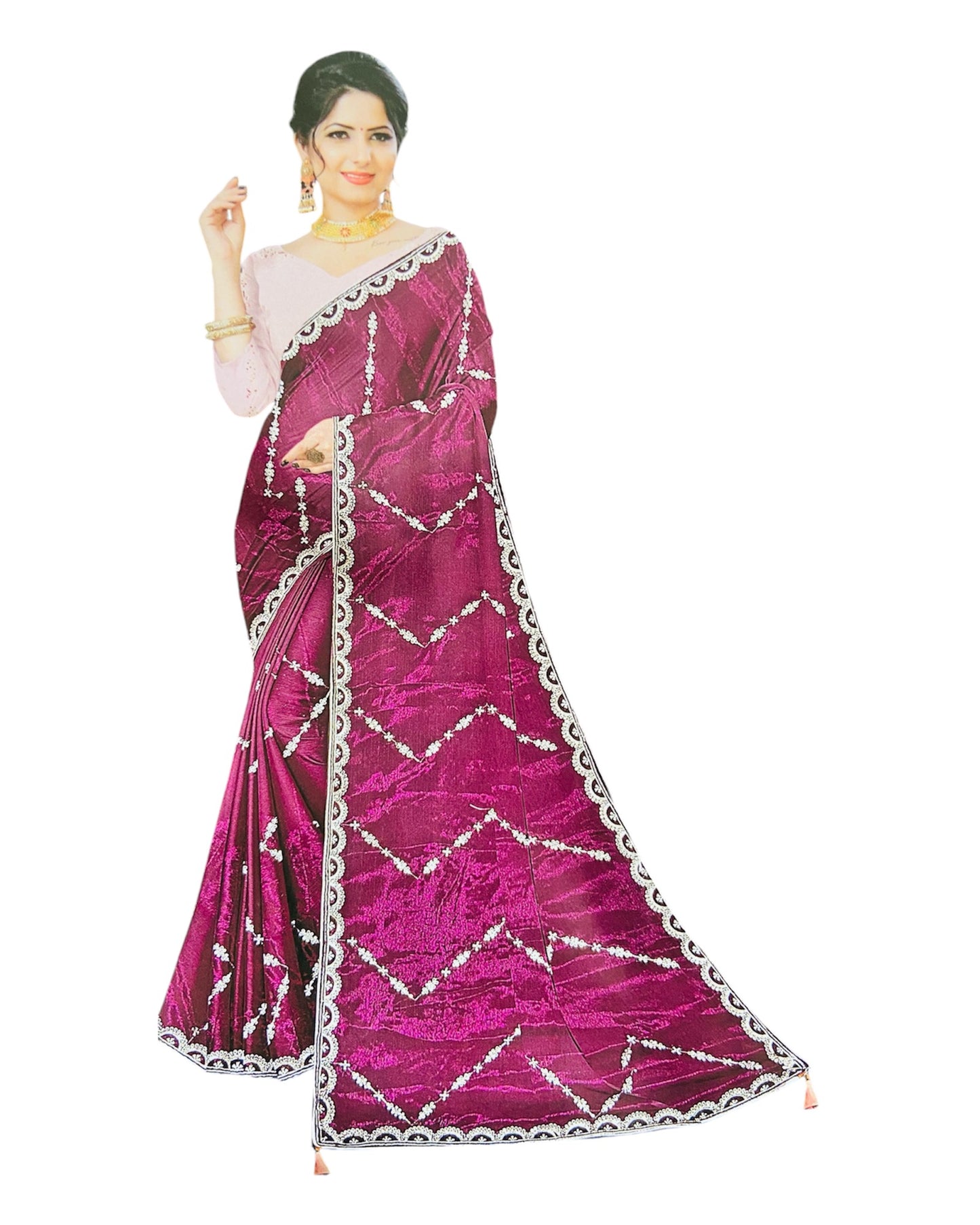 Chic - Wine :: Sequence & Zari work Jimmy choo saree Saroj the label