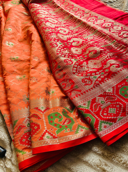 Samara :: Silk Saree :: Light Orange 🍊 Saroj the label