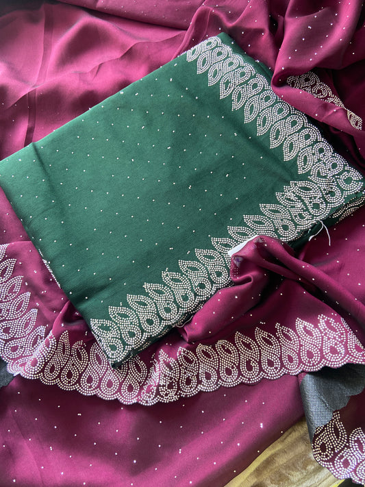 Green :: Silve Stone Work :: Rangoli Silk Sari Saroj the label