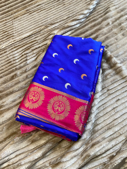 Yeola paithani Chandrakor Royal Blue Saroj the label