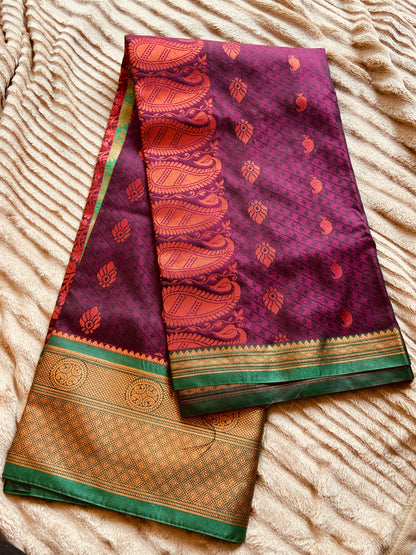 Ashtami :: Silk Saree :: Wine Colour Saroj the label