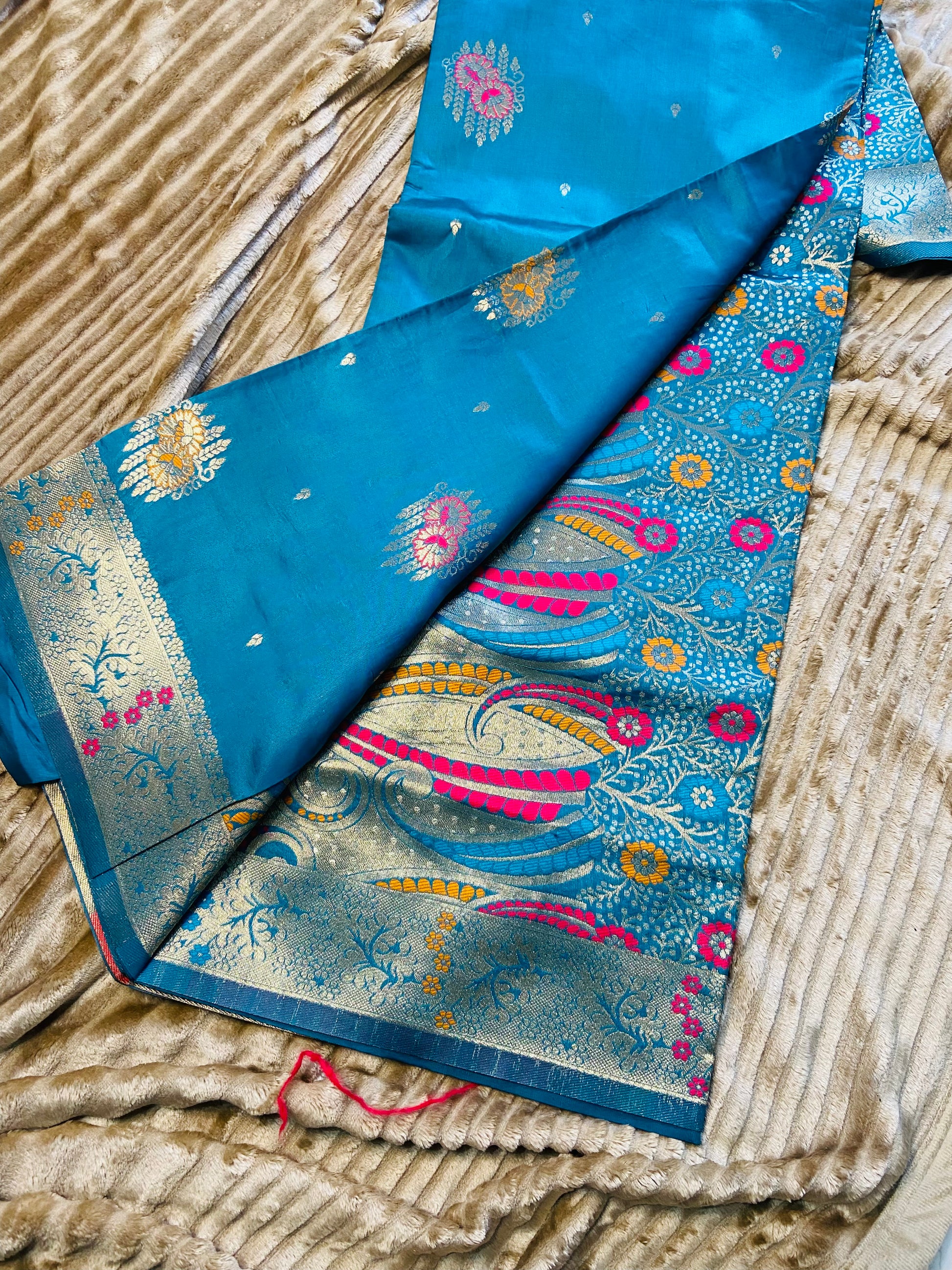 Cotton silk with woven  golden zari Saroj the label