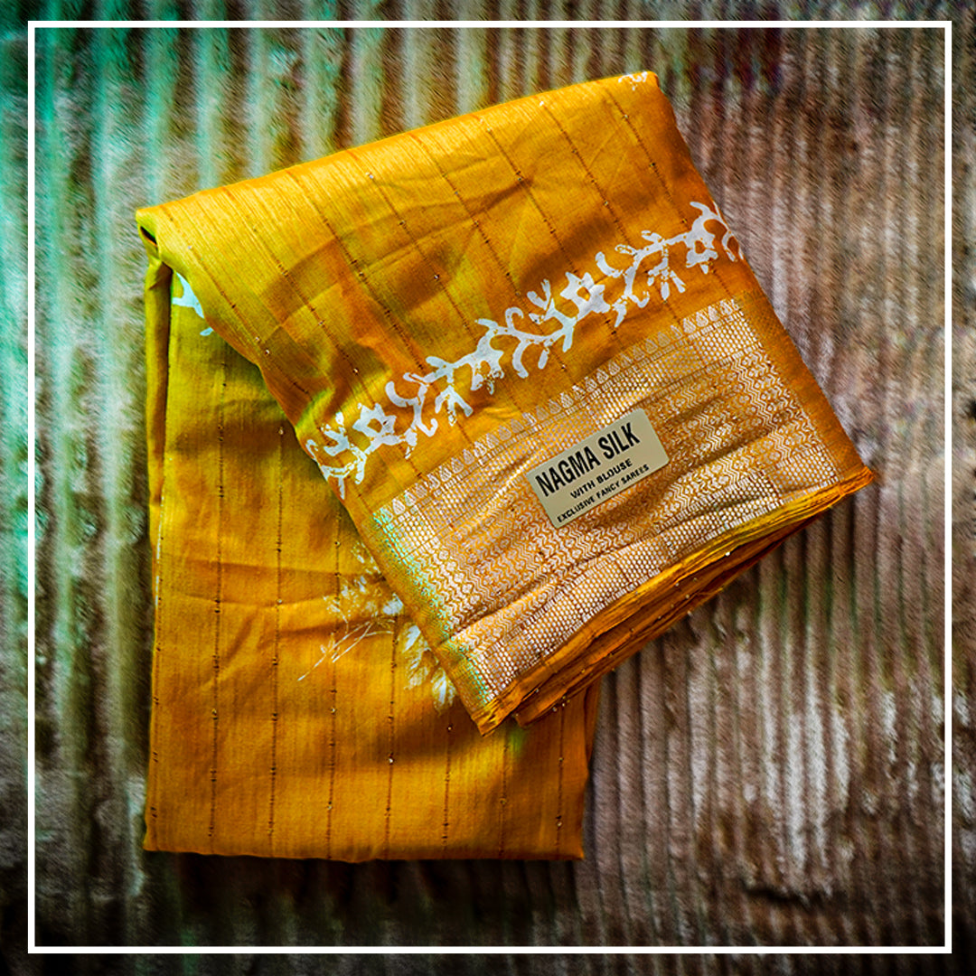 Nagma Cotton Silk Saree with Sequin and print work Saroj the label