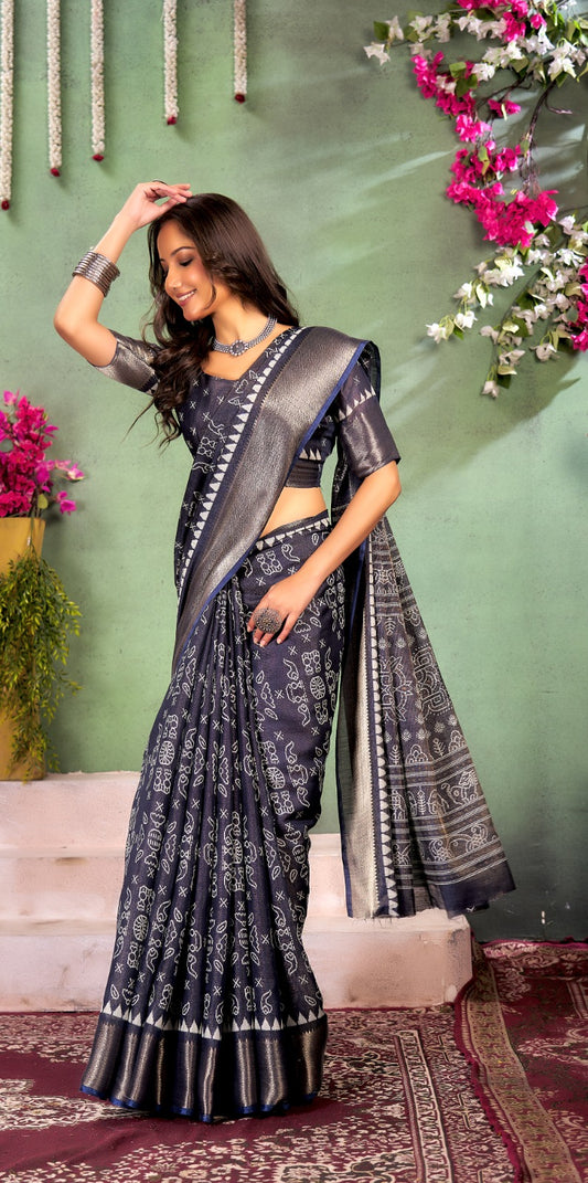 Lavanya Soft Cotton with Worli print saree Saroj the label